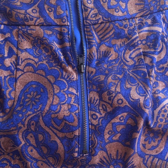 LOFT Blue / Brown Floral Paisley Pencil skirt - Picture 5 of 6